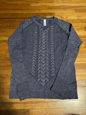 Ivivva girls navy blue athletic long sleeve shirt with thumb holes v-neck